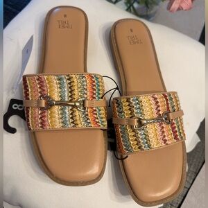 Multicolor Woven Slide Sandals With Memory Foam Size 8 NWT